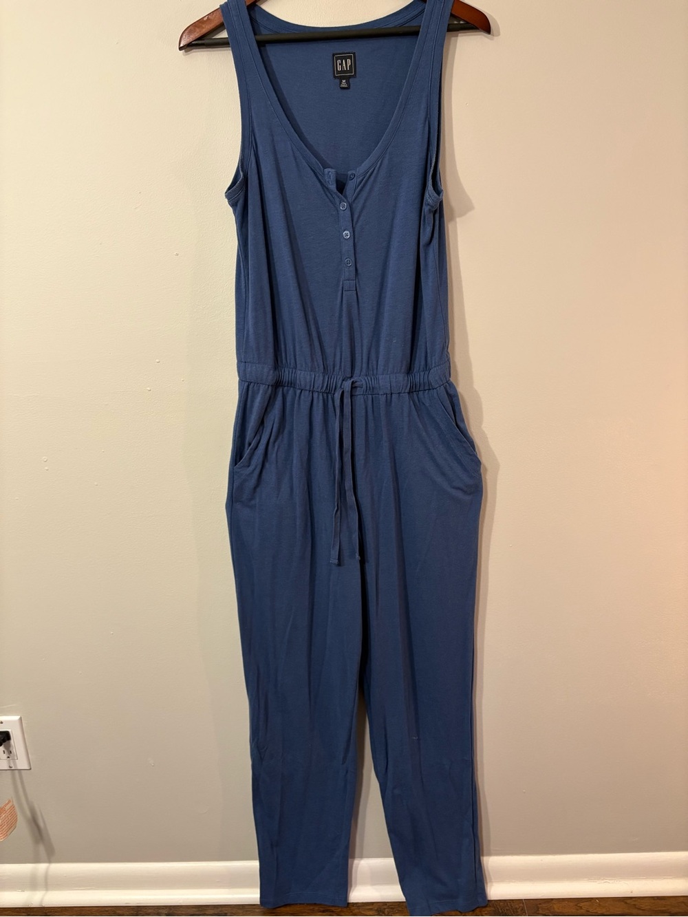 Gap Sleeveless Henley Jumpsuit — Steel Blue — Size M Tall 💙